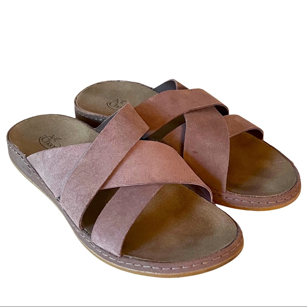 Chaco “Wayfarer” Mule Slide Sandals Cross Strap Suede sz9 / 40